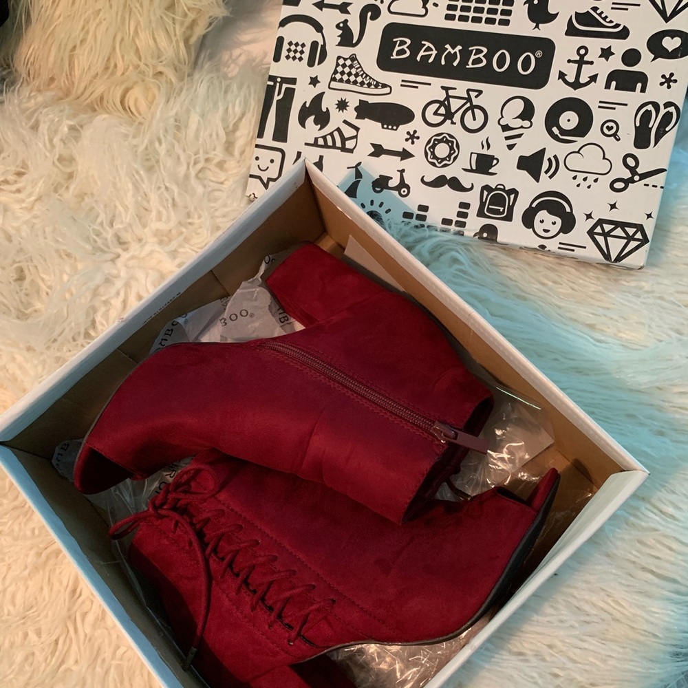 Bamboo Suede Peep Toe Booties